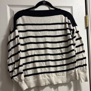 LOFT Black and White Striped Sweater